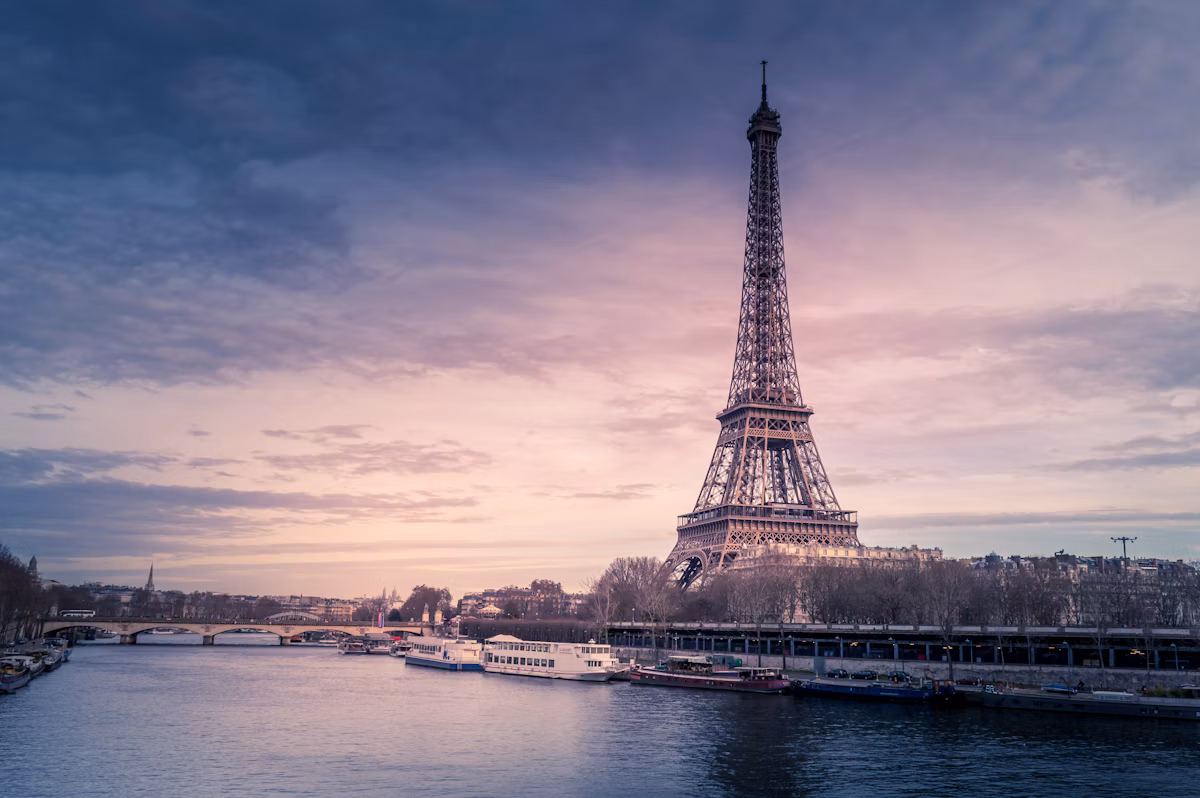 Parisian architecture with the Eiffel Tower in the background