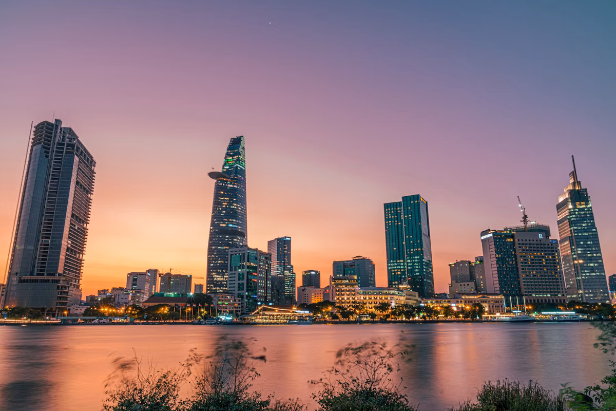 Vibrant urban street view in Ho Chi Minh City